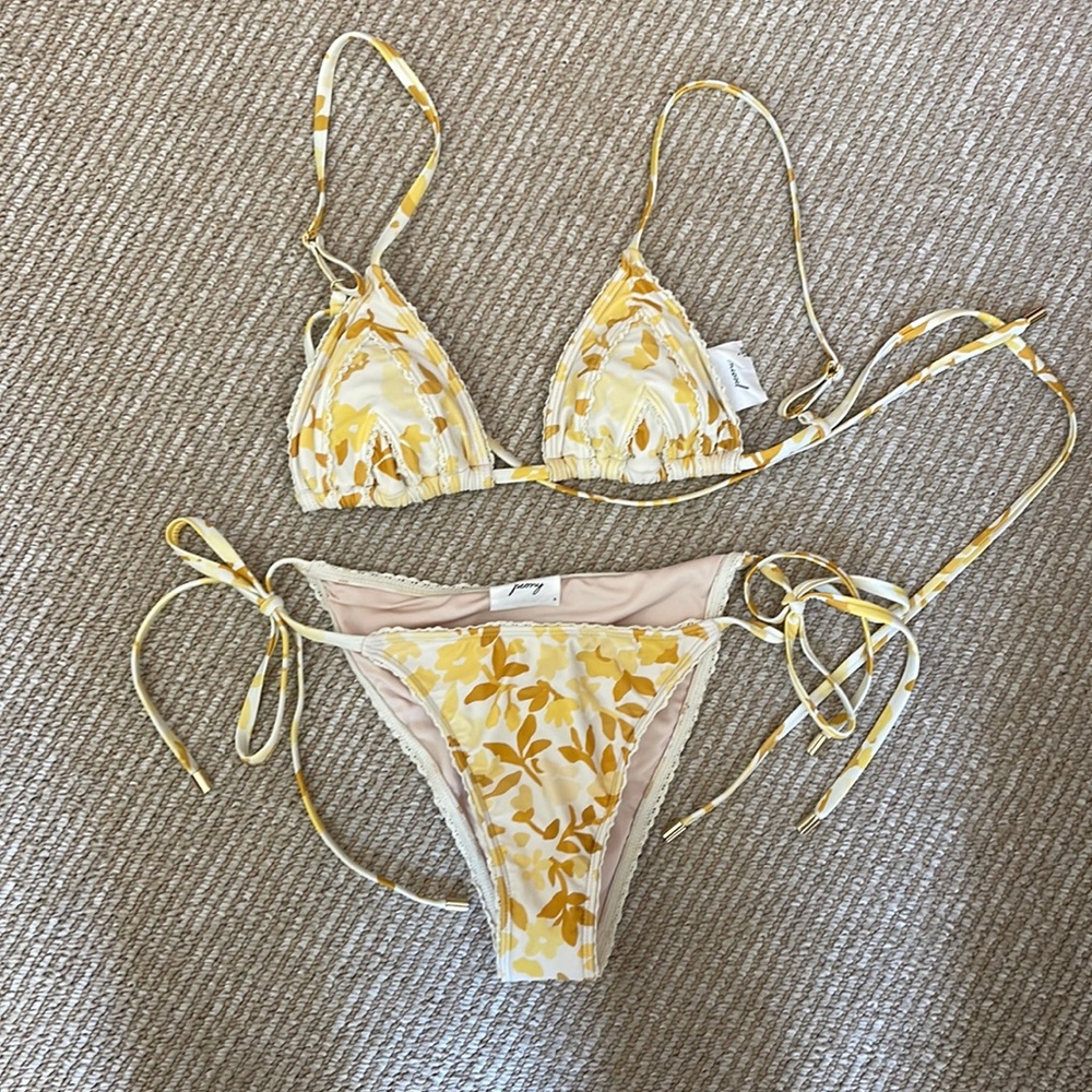 Peony Swimwear String Bikini Top and bottom in Daffodil